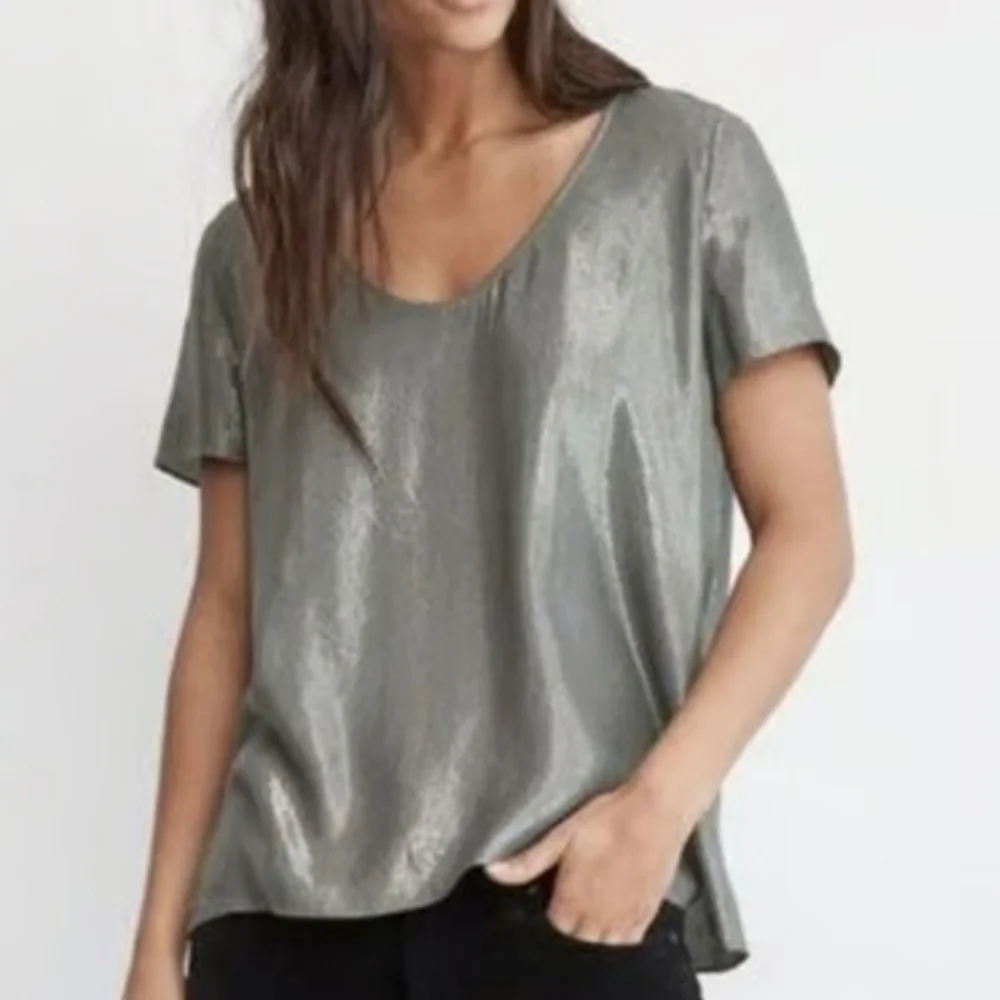 Anthroplogie Velvet By Spencer Graham Silver Shine Lightweight Blouse